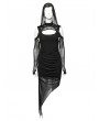 Punk Rave Black Gothic Hooded Irregular Mesh Two-Piece Dress