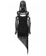 Punk Rave Black Gothic Hooded Irregular Mesh Two-Piece Dress