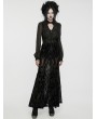 Punk Rave Black Gothic Gorgeous Pattern Flocked Mesh Maxi Skirt