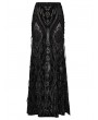 Punk Rave Black Gothic Gorgeous Pattern Flocked Mesh Maxi Skirt