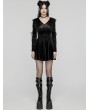 Punk Rave Black Velvet Sweet Gothic Flared Sleeve Short Dress