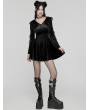 Punk Rave Black Velvet Sweet Gothic Flared Sleeve Short Dress