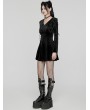 Punk Rave Black Velvet Sweet Gothic Flared Sleeve Short Dress