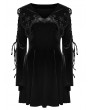 Punk Rave Black Velvet Sweet Gothic Flared Sleeve Short Dress