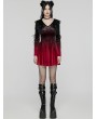 Punk Rave Black and Red Velvet Sweet Gothic Flared Sleeve Short Dress