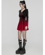 Punk Rave Black and Red Velvet Sweet Gothic Flared Sleeve Short Dress