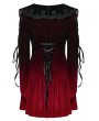 Punk Rave Black and Red Velvet Sweet Gothic Flared Sleeve Short Dress