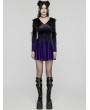 Punk Rave Black and Violet Velvet Sweet Gothic Flared Sleeve Short Dress