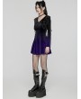 Punk Rave Black and Violet Velvet Sweet Gothic Flared Sleeve Short Dress