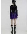 Punk Rave Black and Violet Velvet Sweet Gothic Flared Sleeve Short Dress