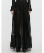 Punk Rave Black Dark Gothic 3D Embroidered Mesh Maxi Skirt