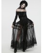 Punk Rave Black Dark Gothic 3D Embroidered Mesh Maxi Skirt