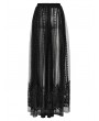 Punk Rave Black Dark Gothic 3D Embroidered Mesh Maxi Skirt