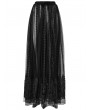 Punk Rave Black Dark Gothic 3D Embroidered Mesh Maxi Skirt