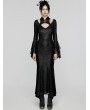 Punk Rave Black Gothic Retro Mesh Irregular Flared Sleeve Long Fishtail Dress