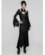 Punk Rave Black Gothic Retro Mesh Irregular Flared Sleeve Long Fishtail Dress