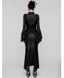 Punk Rave Black Gothic Retro Mesh Irregular Flared Sleeve Long Fishtail Dress