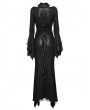 Punk Rave Black Gothic Retro Mesh Irregular Flared Sleeve Long Fishtail Dress