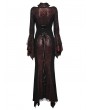 Punk Rave Black and Red Gothic Retro Mesh Irregular Flared Sleeve Long Fishtail Dress