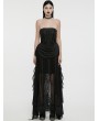 Punk Rave Black Gothic 3D Embroidered Beaded Strapless Elegant Long Party Dress