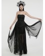 Punk Rave Black Gothic 3D Embroidered Beaded Strapless Elegant Long Party Dress