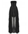 Punk Rave Black Gothic 3D Embroidered Beaded Strapless Elegant Long Party Dress