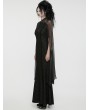 Punk Rave Black Vintage Gothic Flowing Split Long Sleeve Dress