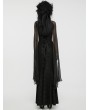 Punk Rave Black Vintage Gothic Flowing Split Long Sleeve Dress