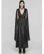 Punk Rave Black Gothic Deep V-Neck Cape Sleeve Printed Chiffon Long Dress