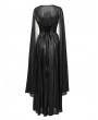 Punk Rave Black Gothic Deep V-Neck Cape Sleeve Printed Chiffon Long Dress