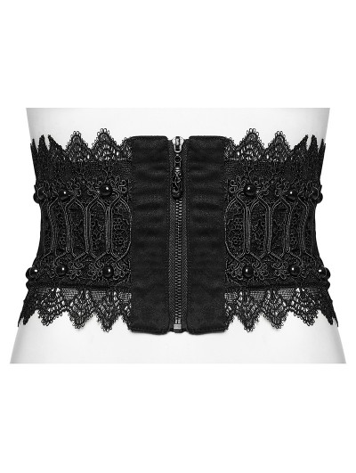 Punk Rave Black Gothic Vintage Lace Hollow Underbust Corset Waistband