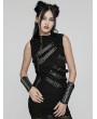 Punk Rave Black Gothic Skeleton Pattern Lace-Up Gloves for Women