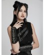 Punk Rave Black Gothic Skeleton Pattern Lace-Up Gloves for Women