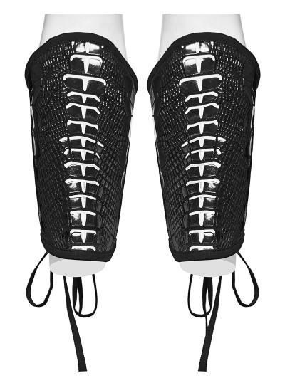 Punk Rave Black Gothic Skeleton Pattern Lace-Up Gloves for Women