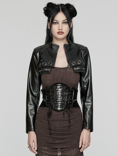 Punk Rave Black Gothic Punk Spinal Pattern Lace-Up Underbust Corset Waistband