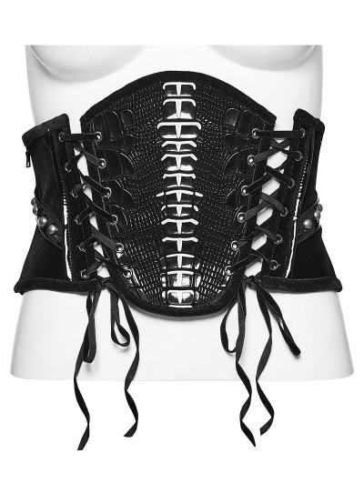 Punk Rave Black Gothic Punk Spinal Pattern Lace-Up Underbust Corset Waistband