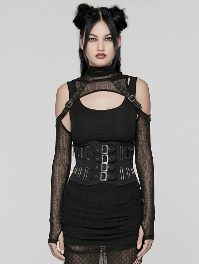 Punk Rave Black Gothic Punk Buckle Oval Eyelets Underbust Corset Waistband