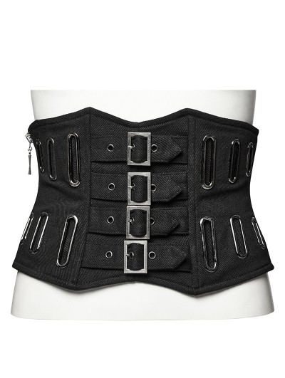 Punk Rave Black Gothic Punk Buckle Oval Eyelets Underbust Corset Waistband