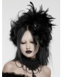 Punk Rave Black Gothic Dark Crystal Pendant Feather Headwear