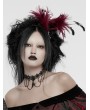 Punk Rave Red Gothic Dark Crystal Pendant Feather Headwear