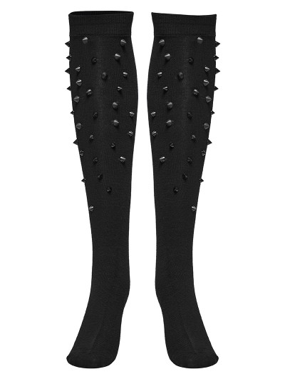 Punk Rave Black Gothic Personalized Punk Rivet Knee High Socks