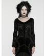 Punk Rave Black Gothic V-Neck Gorgeous Lace Velvet T-Shirt for Women