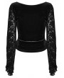 Punk Rave Black Gothic V-Neck Gorgeous Lace Velvet T-Shirt for Women