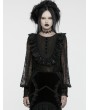 Punk Rave Black Gothic Sequin Pleated Ruffle Lace Shirt for Women