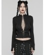 Punk Rave Black Gothic Punk Sexy Drawstring Long Sleeve T-Shirt for Women