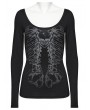 Punk Rave Black Gothic Backbone Chain Punk Long Sleeve T-Shirt for Women