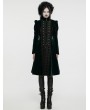 Punk Rave Black and Green Retro Gothic Velvet Symmetric Embroidery Party Coat for Women