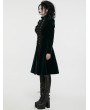 Punk Rave Black and Green Retro Gothic Velvet Symmetric Embroidery Party Coat for Women