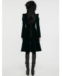 Punk Rave Black and Green Retro Gothic Velvet Symmetric Embroidery Party Coat for Women