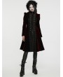 Punk Rave Black and Red Retro Gothic Velvet Symmetric Embroidery Party Coat for Women